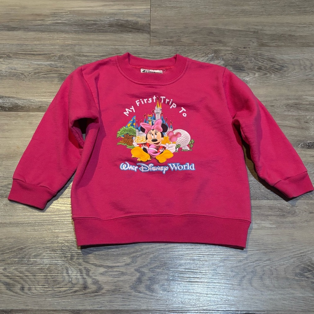 Vintage Disney My First Trip to Disney World Minnie pink sweatshirt girls 4t
